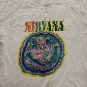 Oversized, urban outfitters, NIRVANA White Cotton Tee